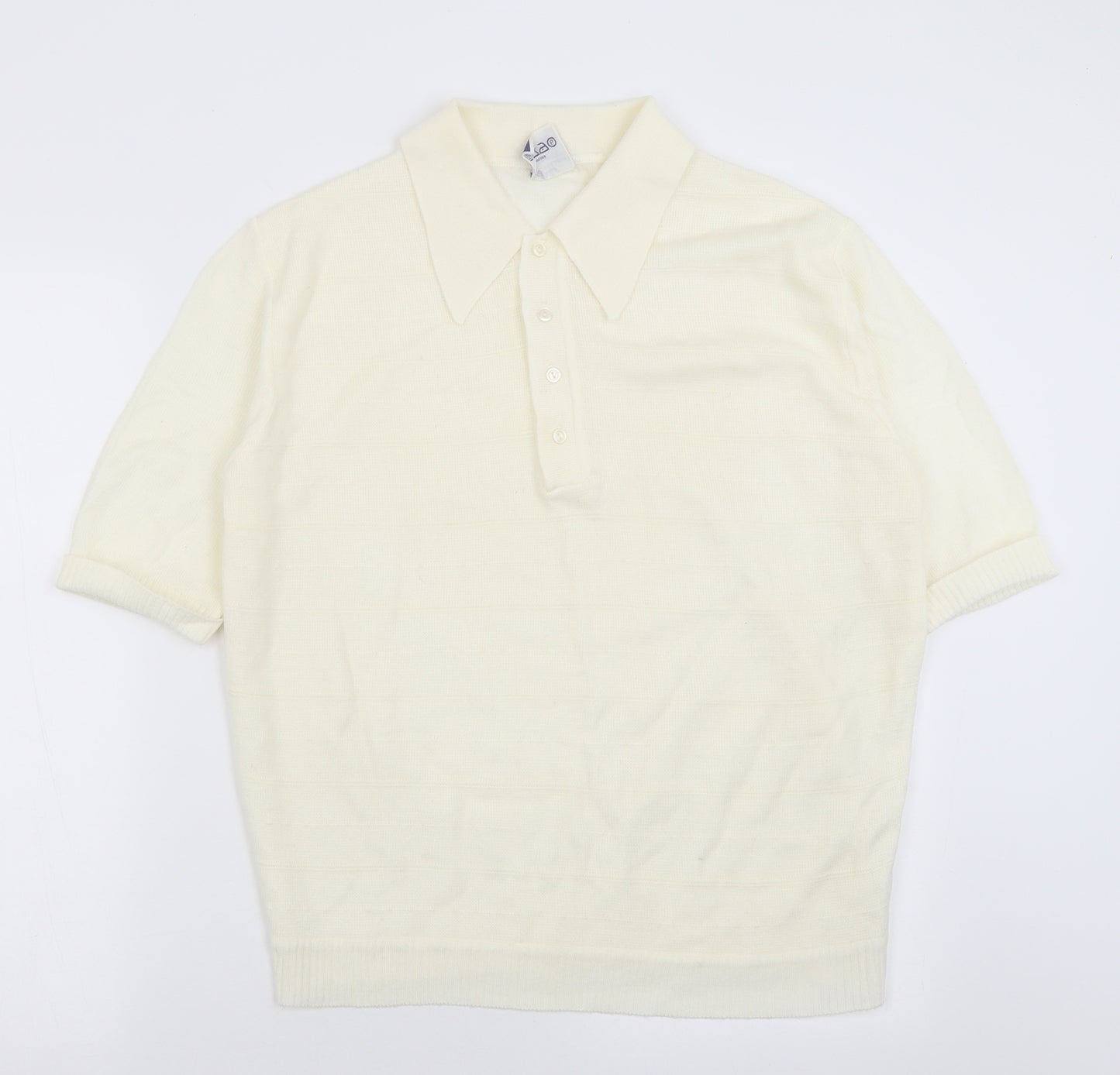 delamare Mens White Collared  Acrylic Pullover Jumper Size L