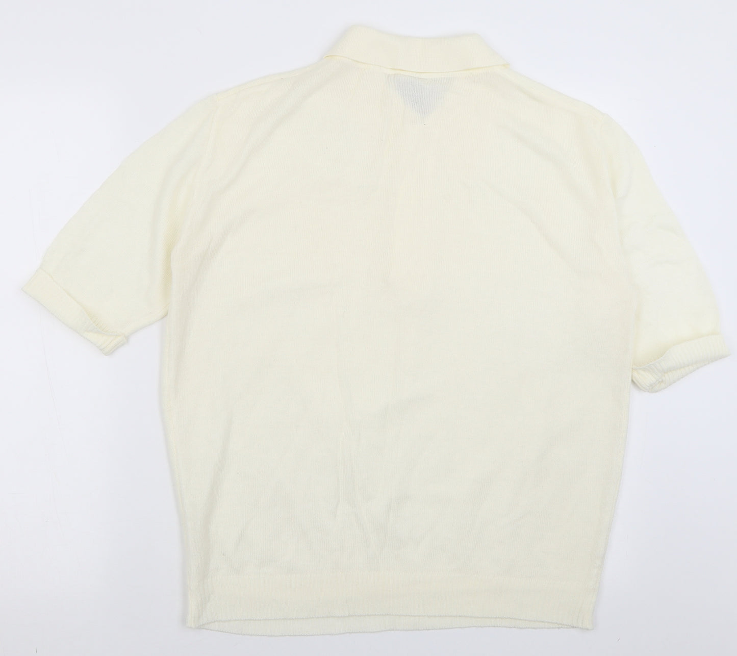 delamare Mens White Collared  Acrylic Pullover Jumper Size L