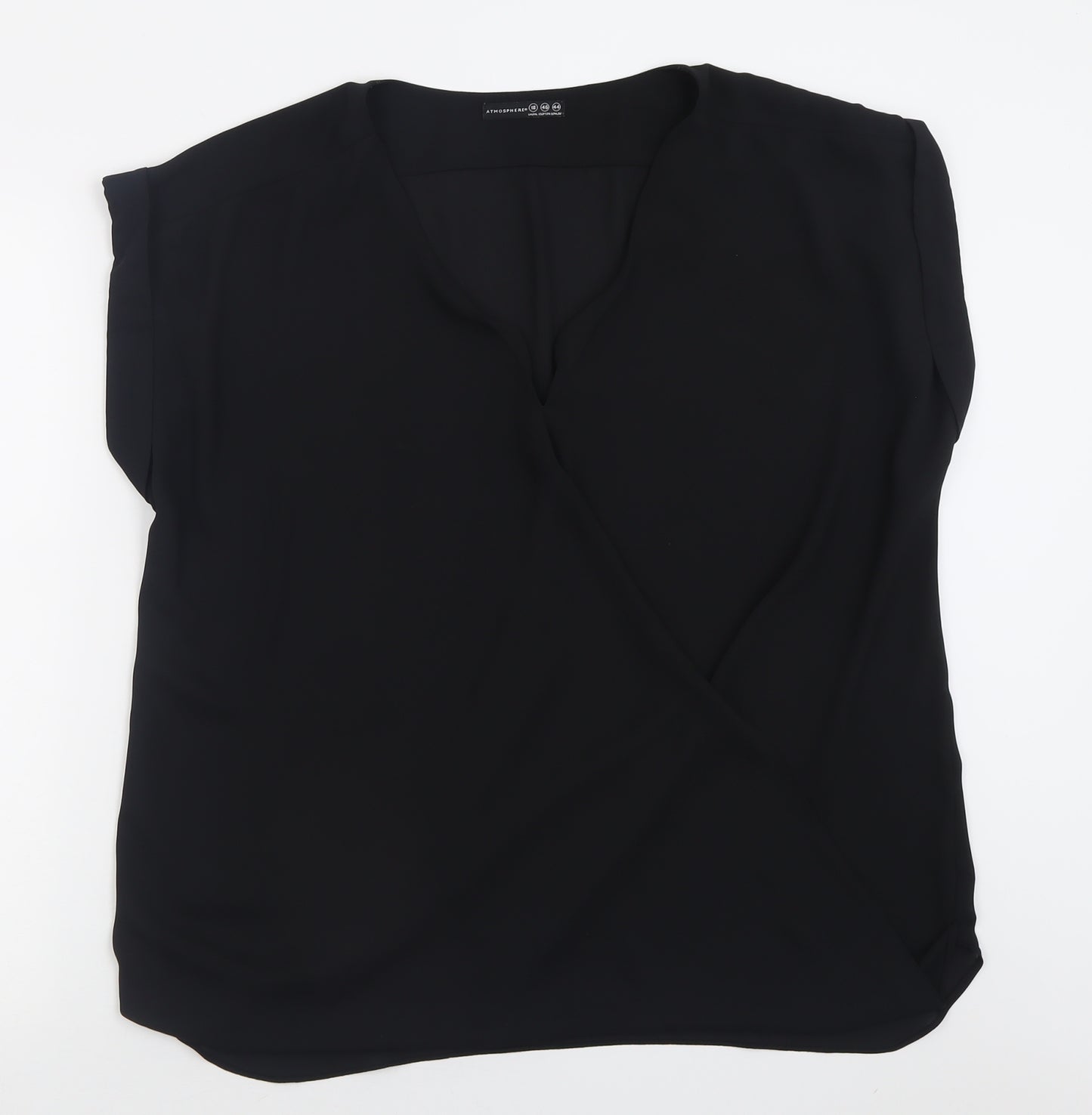Atmosphere Womens Black  Polyester Basic Blouse Size 18 V-Neck