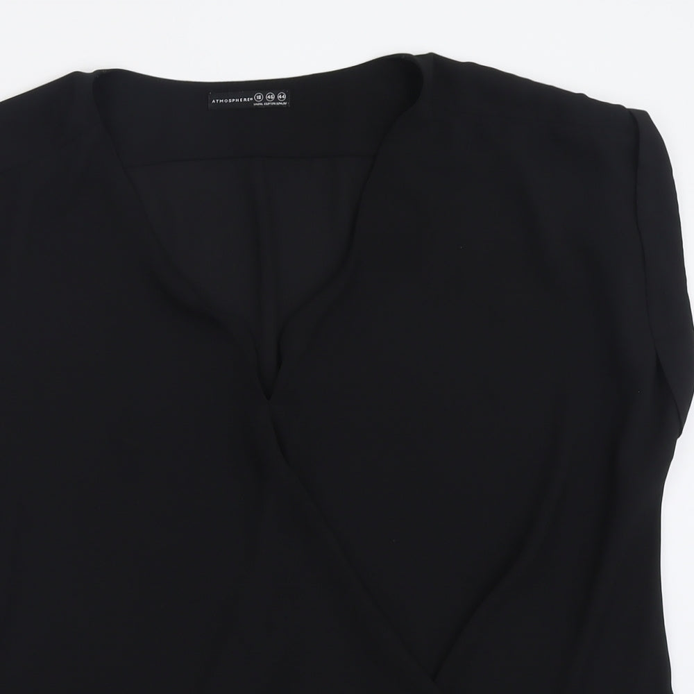 Atmosphere Womens Black  Polyester Basic Blouse Size 18 V-Neck