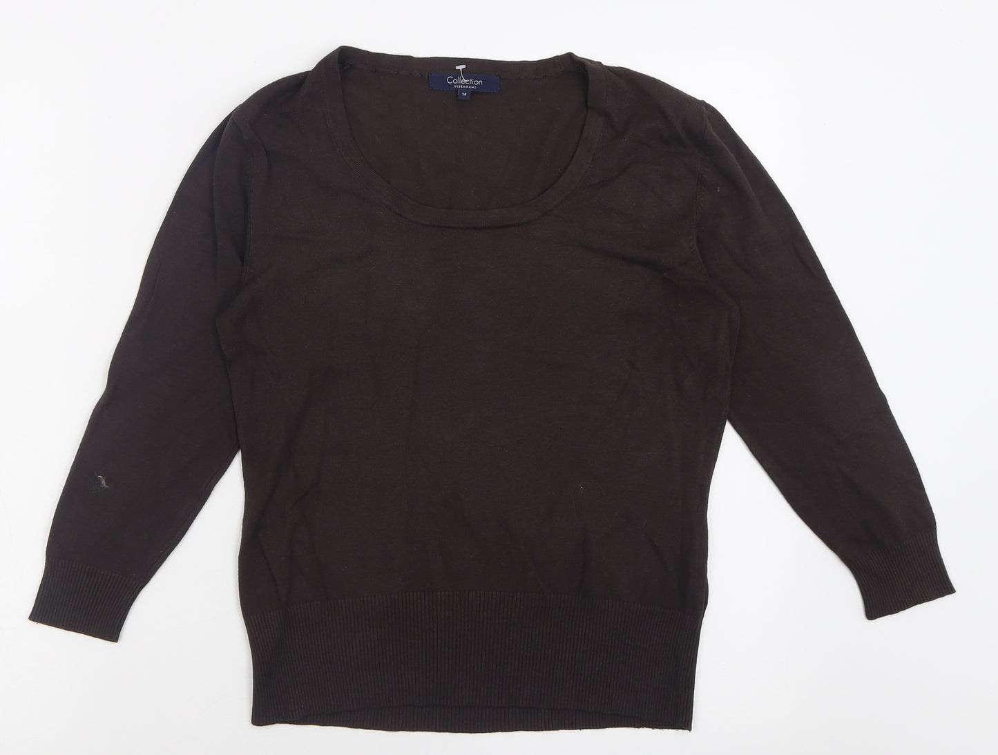 Debenhams Womens Brown Crew Neck  Acrylic Pullover Jumper Size 14