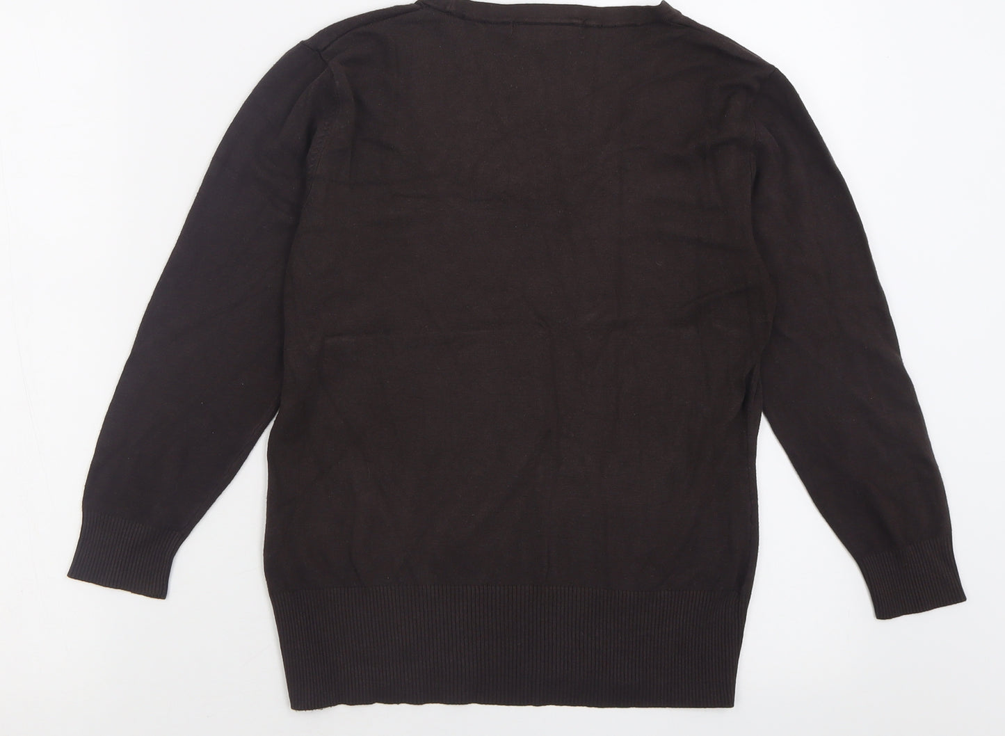 Debenhams Womens Brown Crew Neck  Acrylic Pullover Jumper Size 14