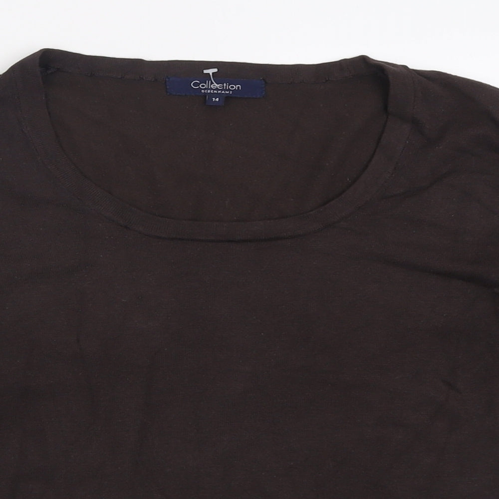 Debenhams Womens Brown Crew Neck  Acrylic Pullover Jumper Size 14