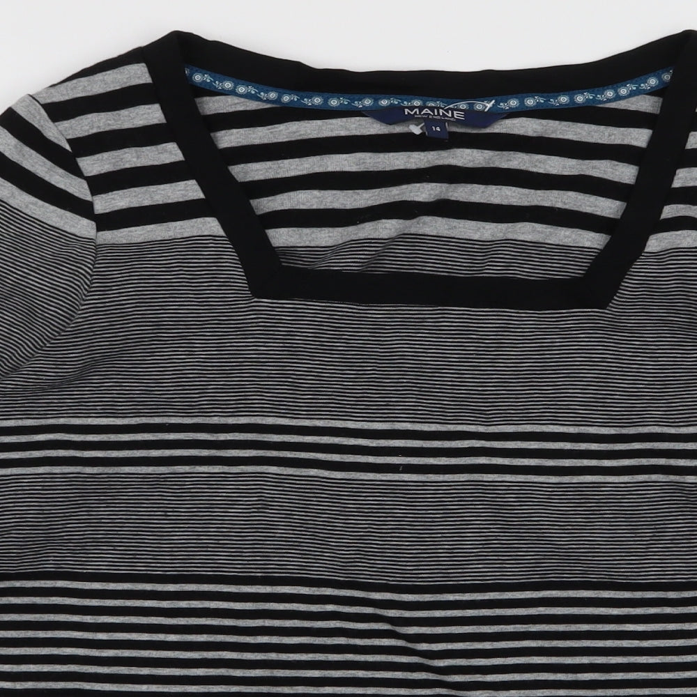Maine Womens Multicoloured Square Neck Striped 100% Cotton Pullover Jumper Size 14
