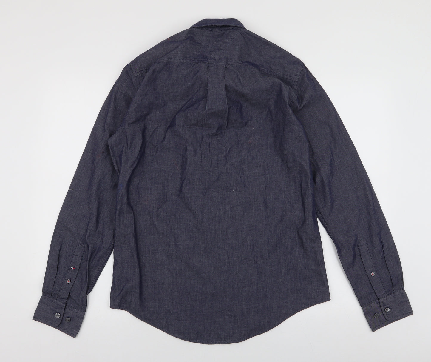 Tommy Hilfiger Mens Blue  Cotton  Dress Shirt Size S Collared Button