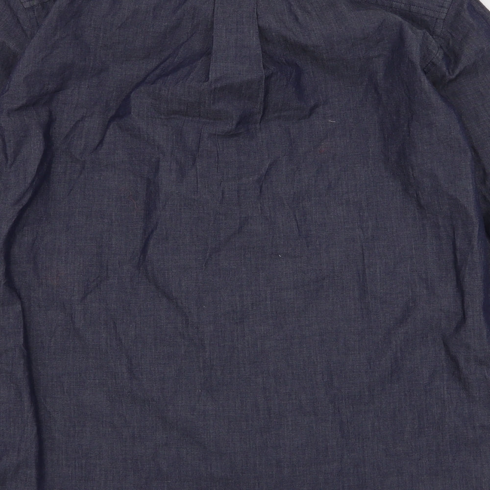 Tommy Hilfiger Mens Blue  Cotton  Dress Shirt Size S Collared Button