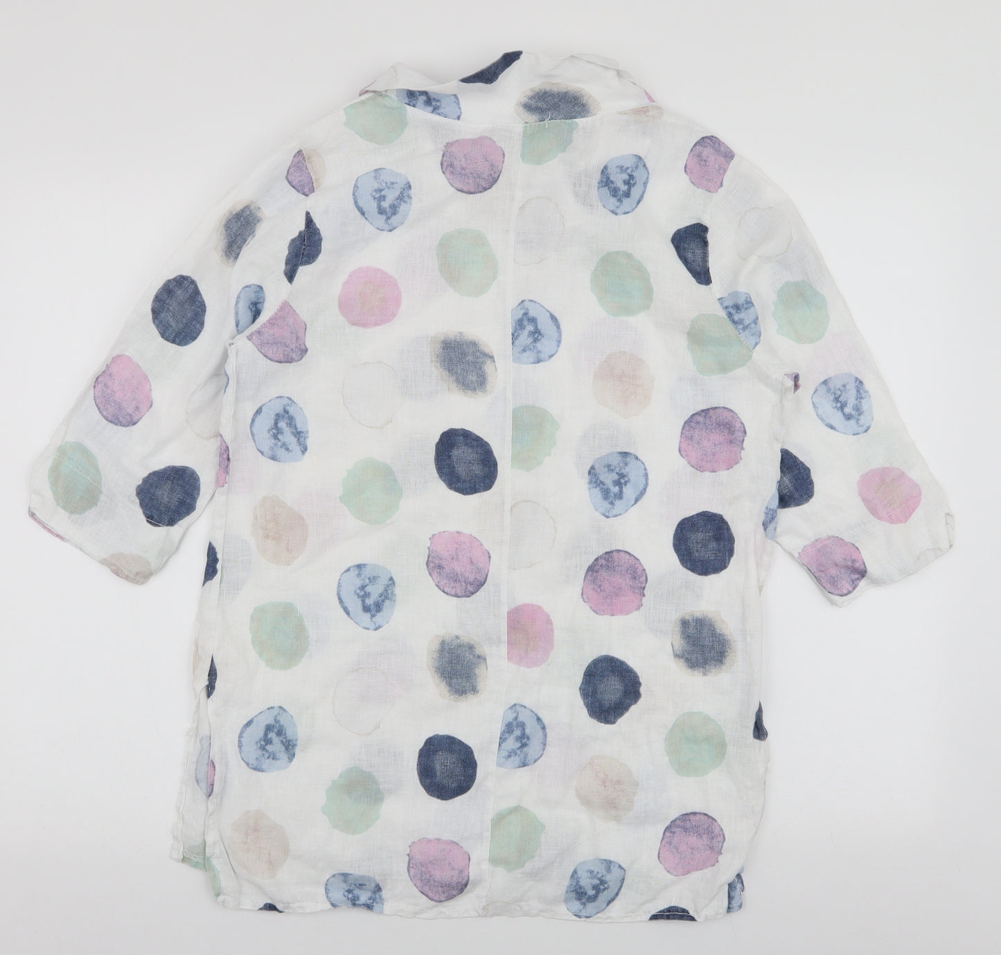Lungo L'arno Womens Multicoloured Polka Dot Polyester Basic Blouse Size M High Neck