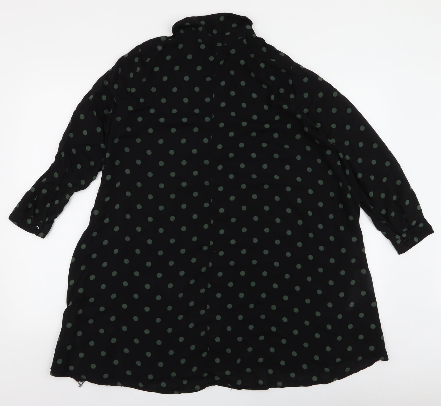 Zara Womens Black Polka Dot Viscose Basic Blouse Size M Collared