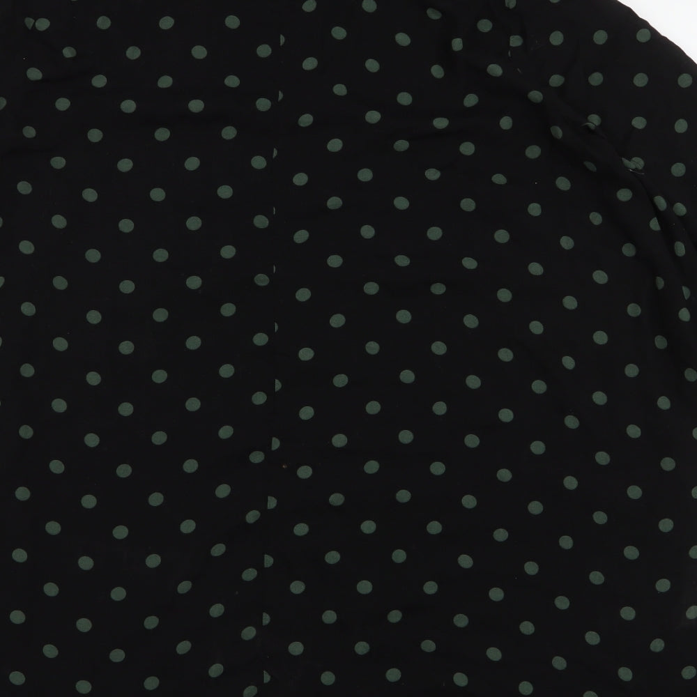 Zara Womens Black Polka Dot Viscose Basic Blouse Size M Collared