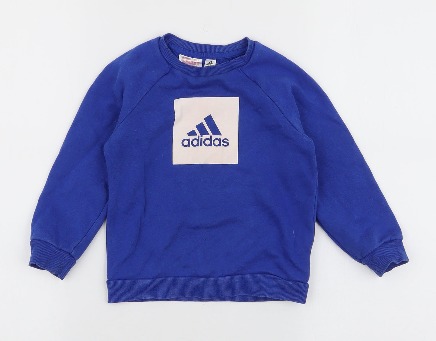 adidas Boys Blue  Cotton Pullover Sweatshirt Size 2-3 Years  Pullover