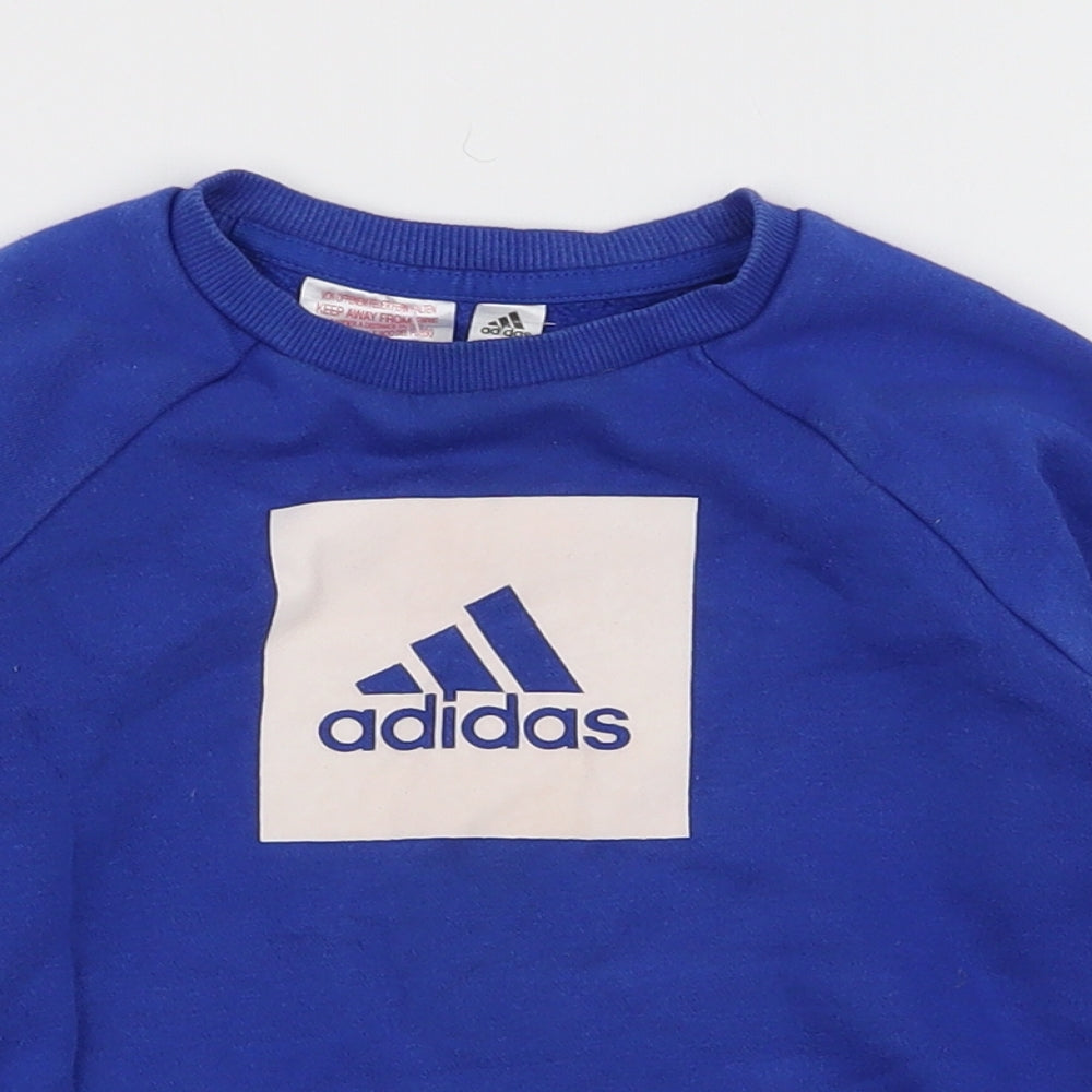 adidas Boys Blue  Cotton Pullover Sweatshirt Size 2-3 Years  Pullover