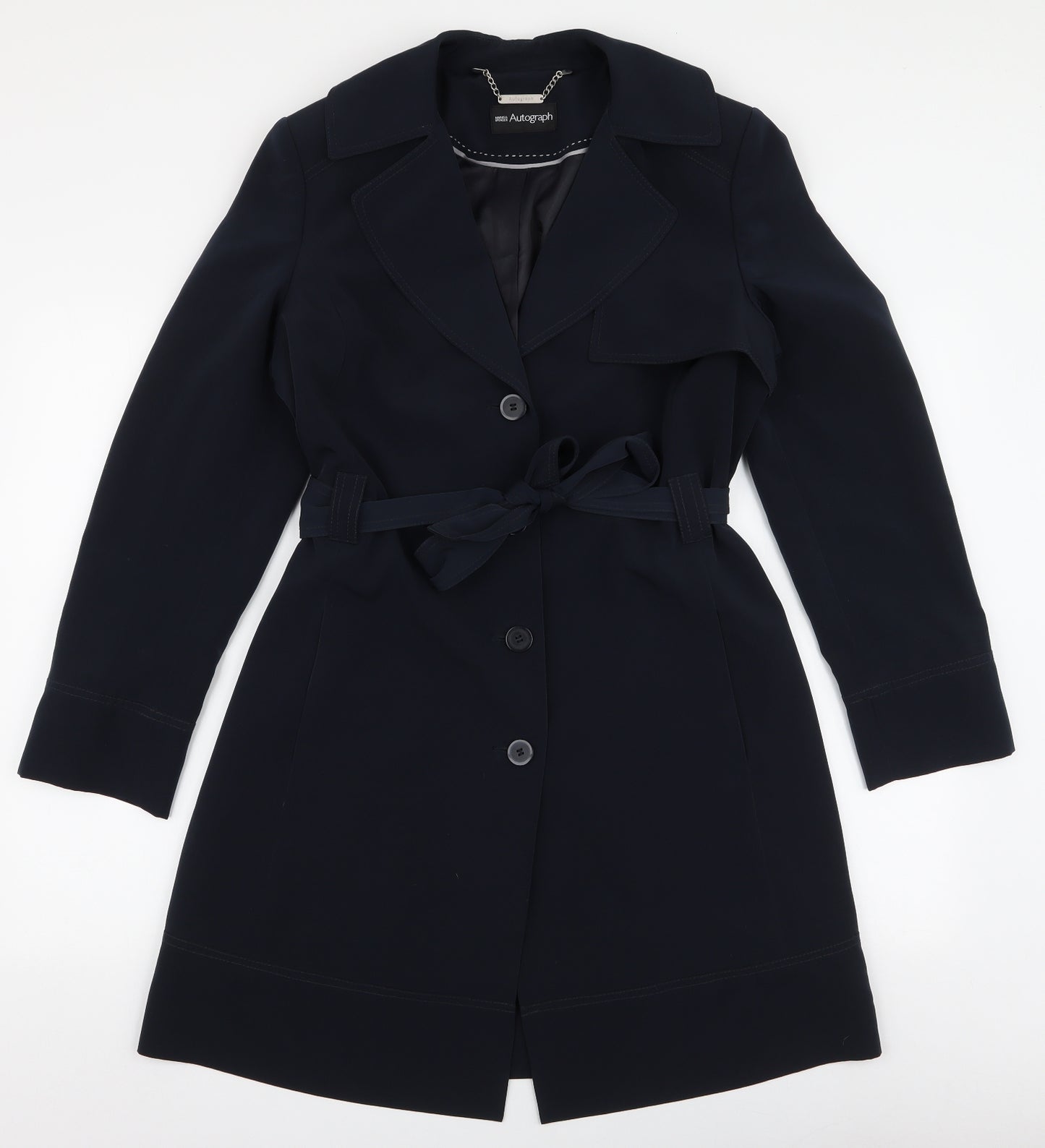 Marks and Spencer Womens Blue   Overcoat Coat Size 12  Button