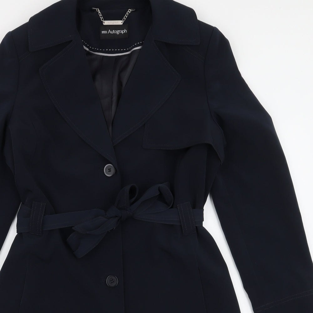 Marks and Spencer Womens Blue   Overcoat Coat Size 12  Button