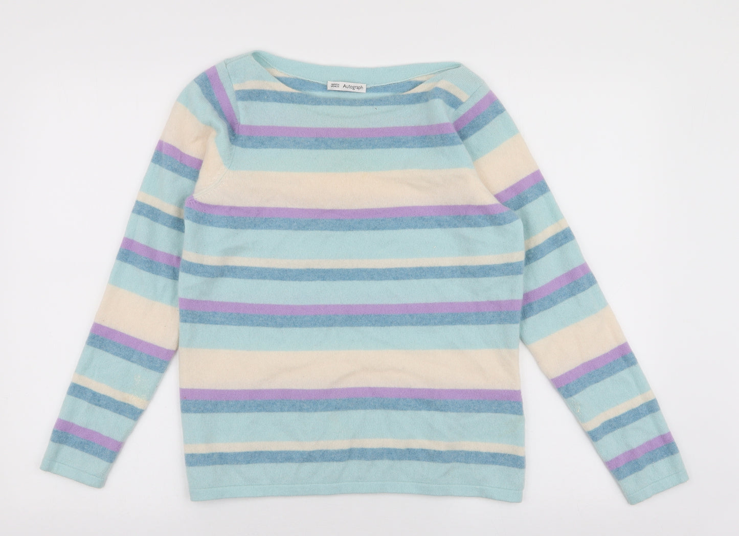 Marks and Spencer Womens Multicoloured Round Neck  Cashmere Pullover Jumper Size 16