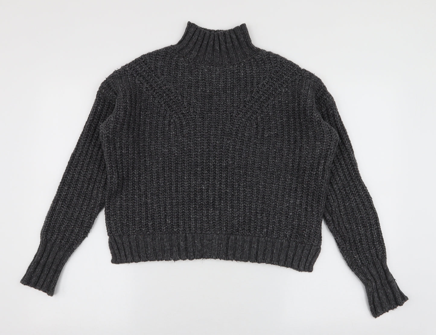 Miss Selfridge Womens Grey High Neck  Acrylic Pullover Jumper Size 6