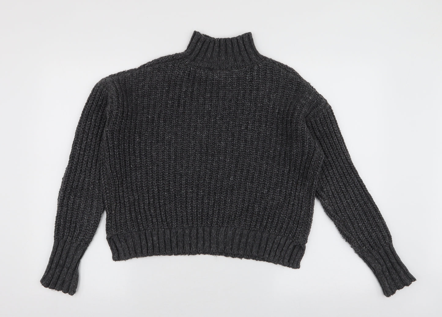 Miss Selfridge Womens Grey High Neck  Acrylic Pullover Jumper Size 6