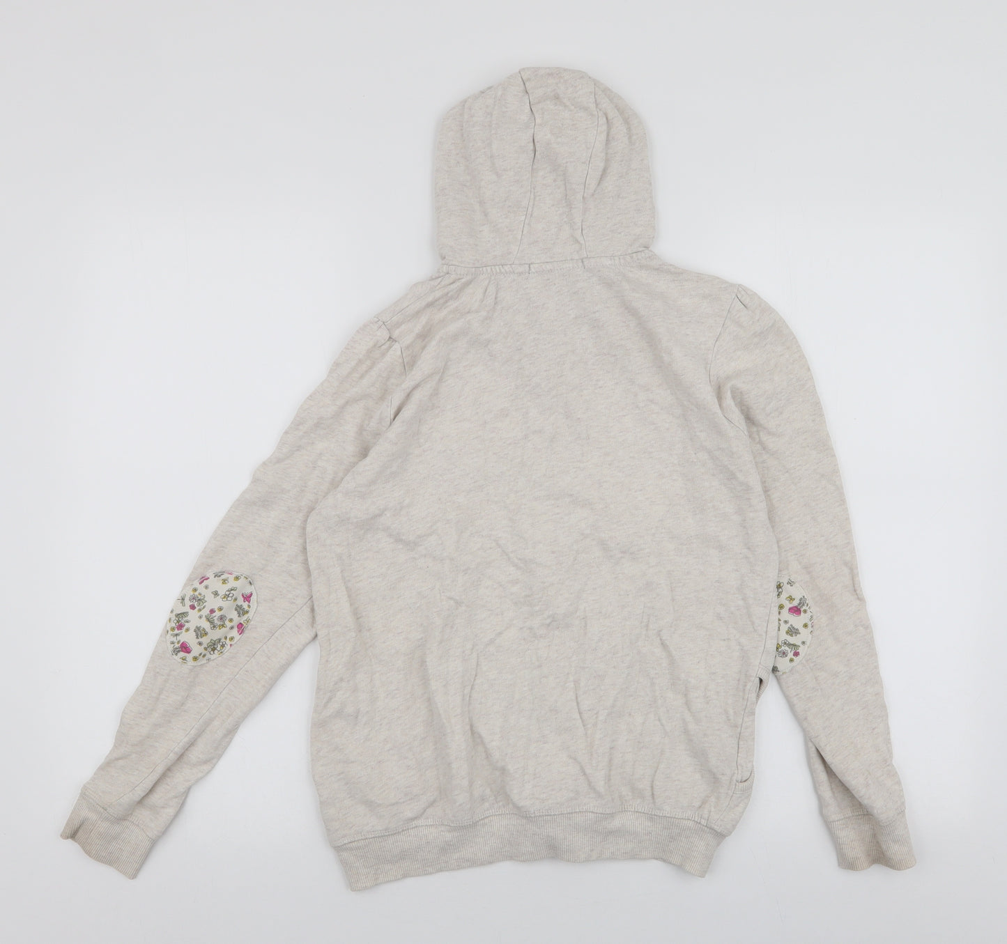 George Girls Beige Floral Cotton Full Zip Hoodie Size 12-13 Years  Zip