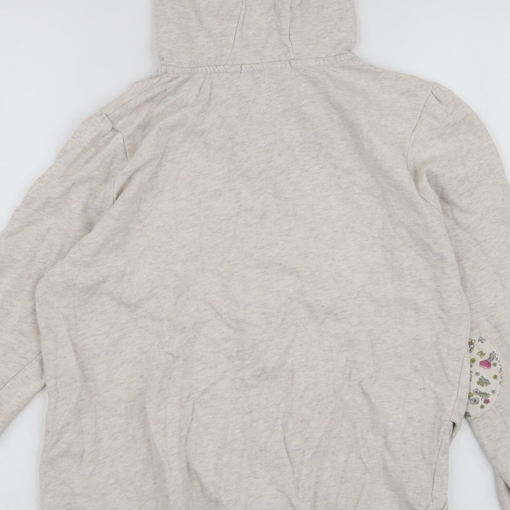 George Girls Beige Floral Cotton Full Zip Hoodie Size 12-13 Years  Zip
