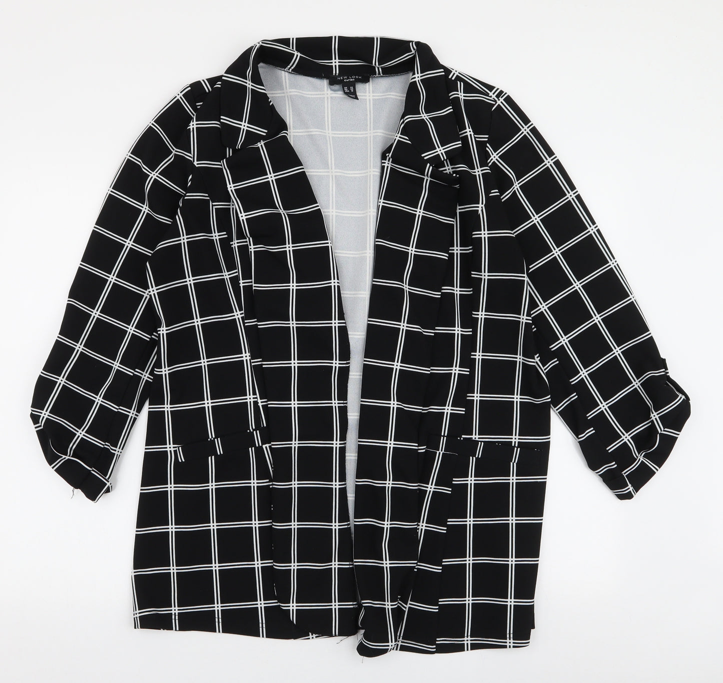 New Look Curves  Womens Black Plaid  Jacket Blazer Size 20