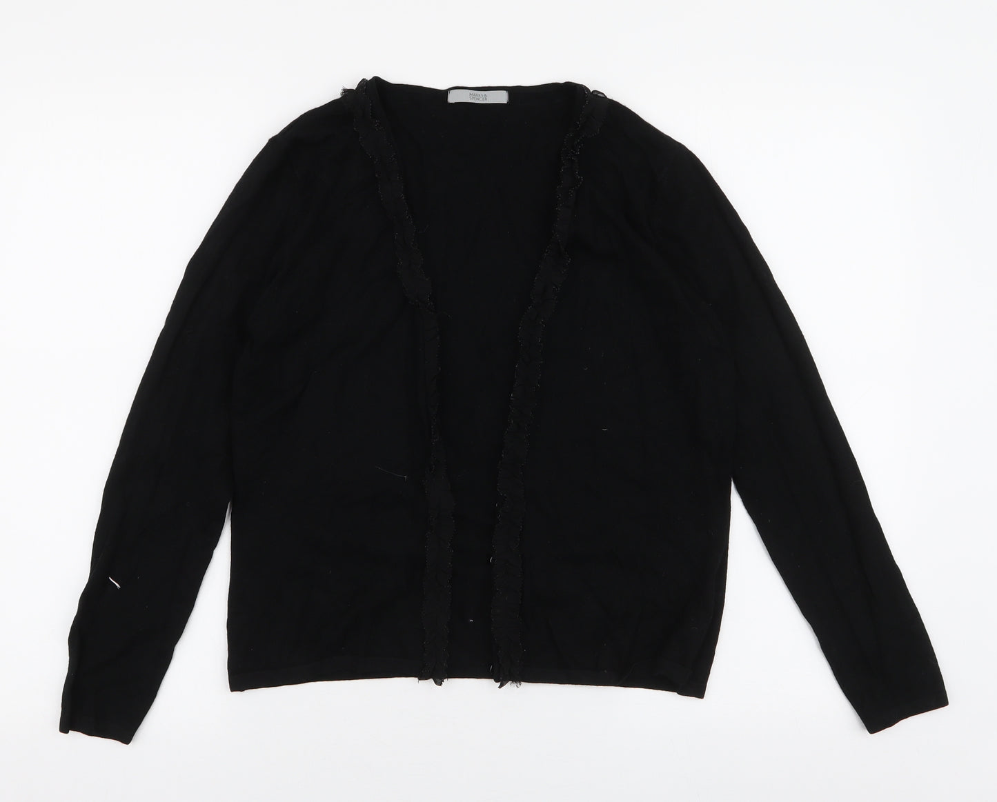 Marks and Spencer Womens Black V-Neck  Viscose Cardigan Jumper Size 12