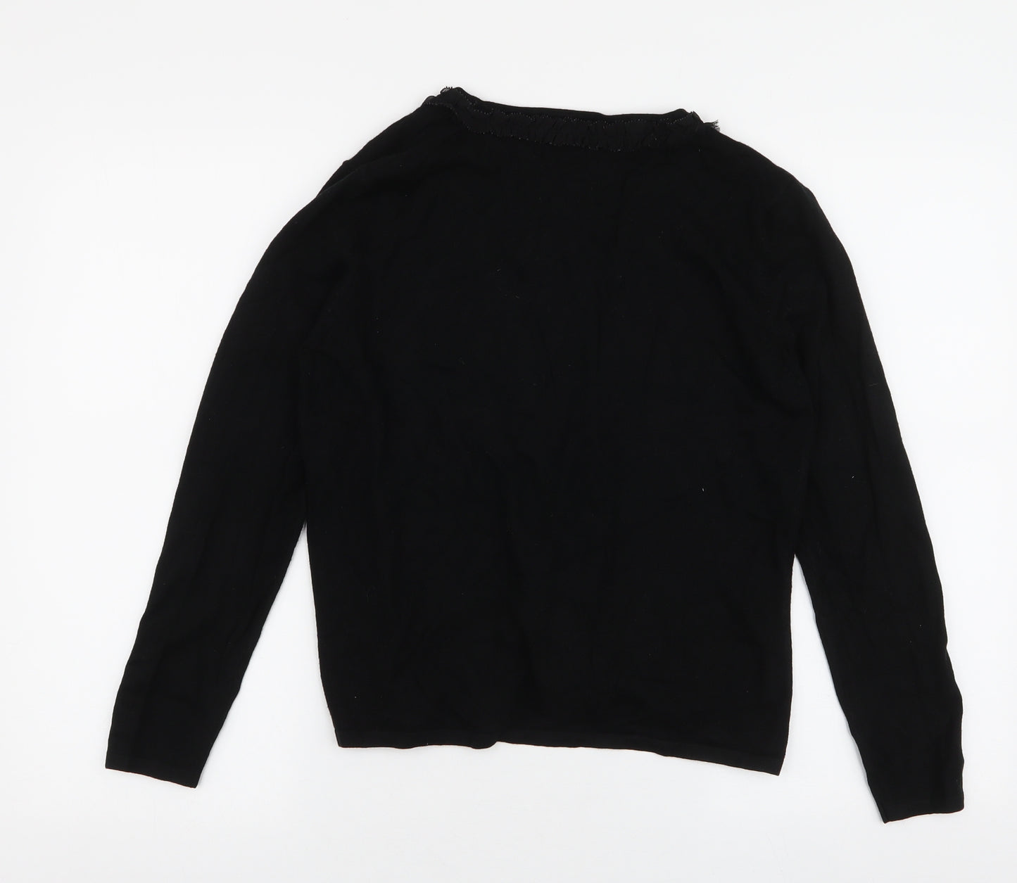 Marks and Spencer Womens Black V-Neck  Viscose Cardigan Jumper Size 12