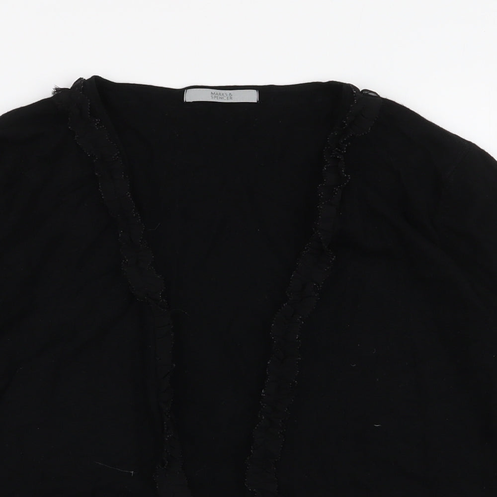 Marks and Spencer Womens Black V-Neck  Viscose Cardigan Jumper Size 12