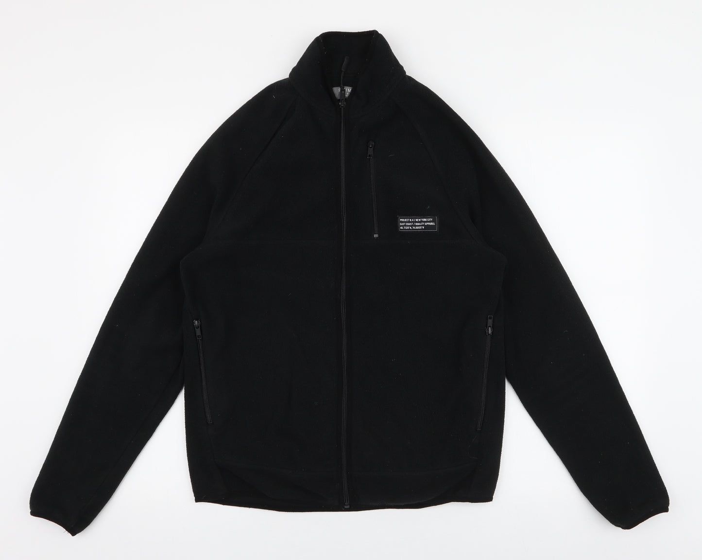 Primark Mens Black  Polyester Full Zip Sweatshirt Size S