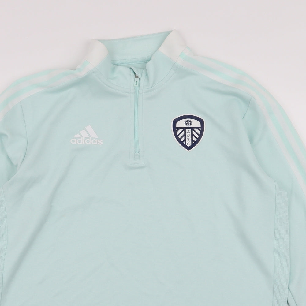 adidas Mens Blue Striped Polyester Pullover Sweatshirt Size M   - Leeds United FC