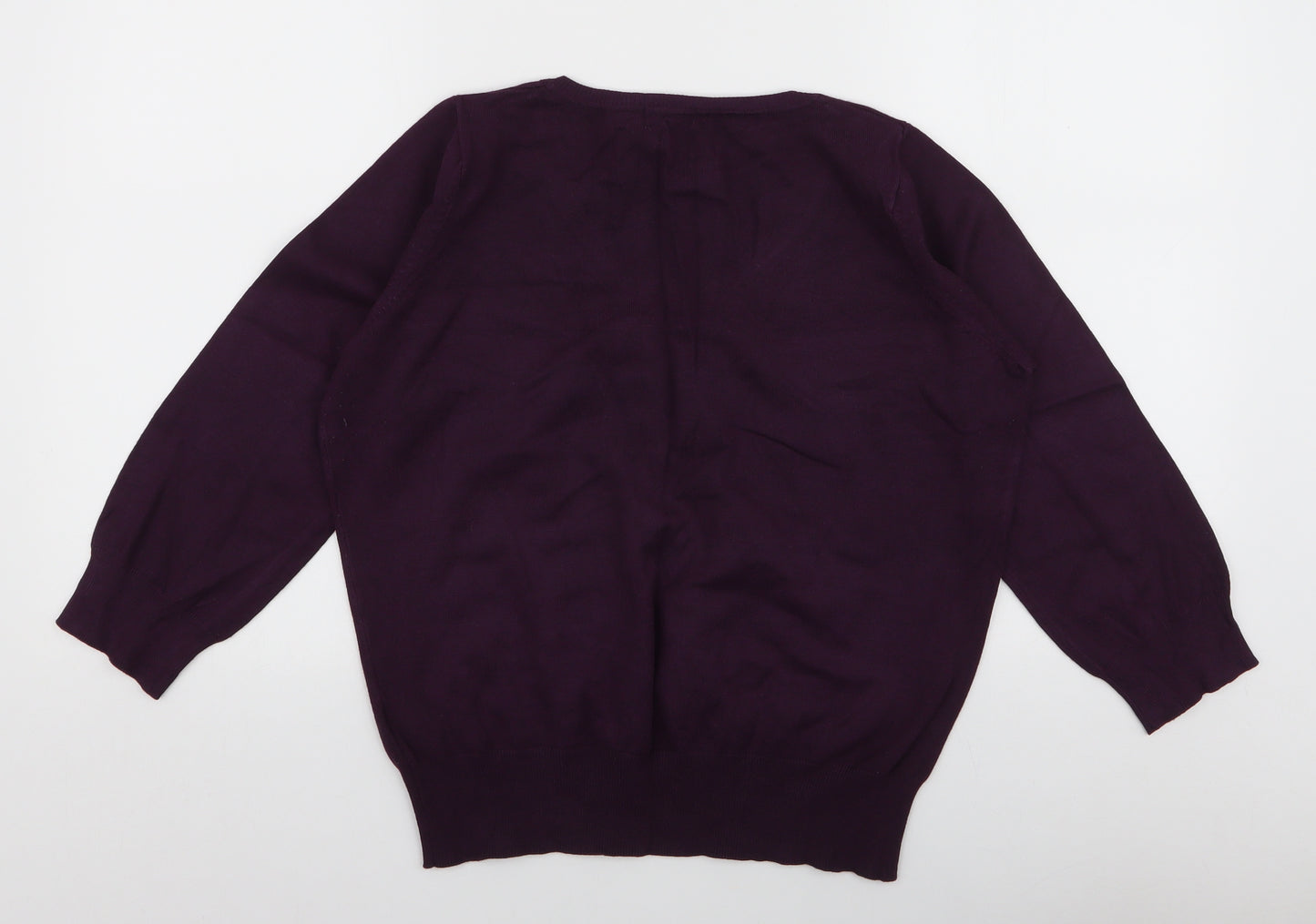 Debenhams Womens Purple V-Neck  Viscose Pullover Jumper Size 14