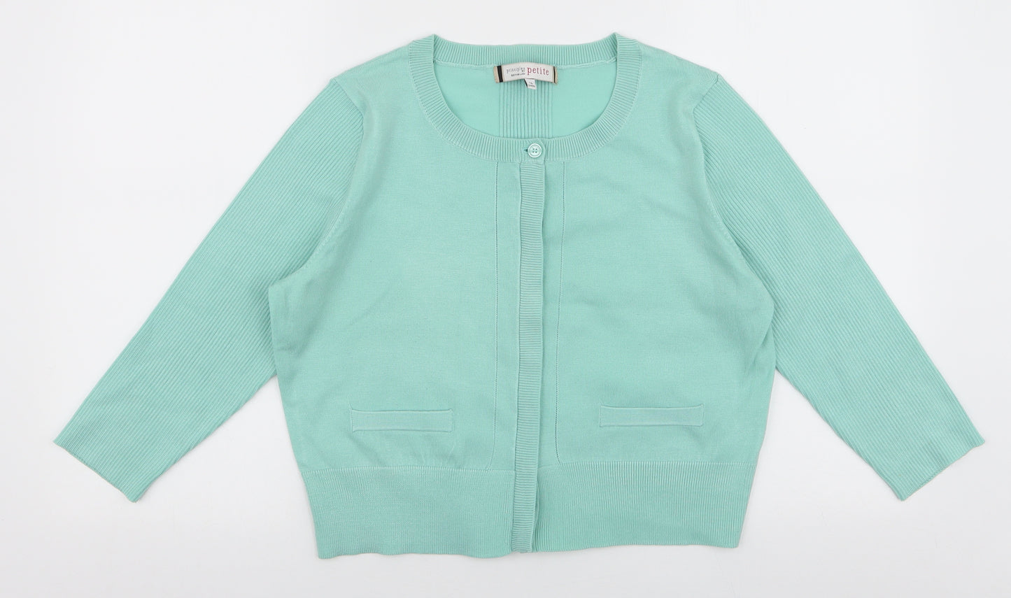 Principles Womens Blue Round Neck  Acrylic Cardigan Jumper Size 16