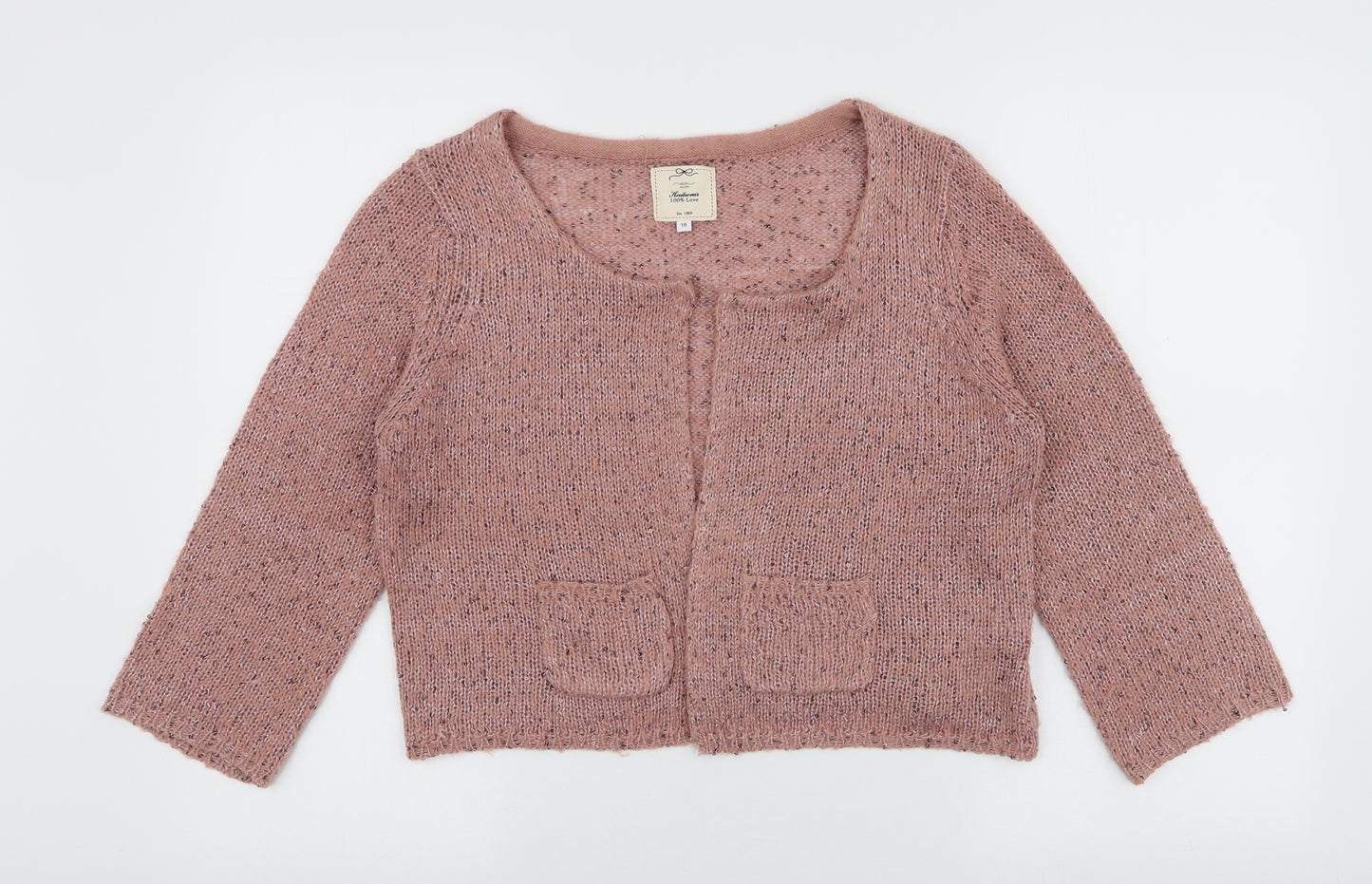 New Look Womens Pink Round Neck  Polyester Cardigan Jumper Size 16