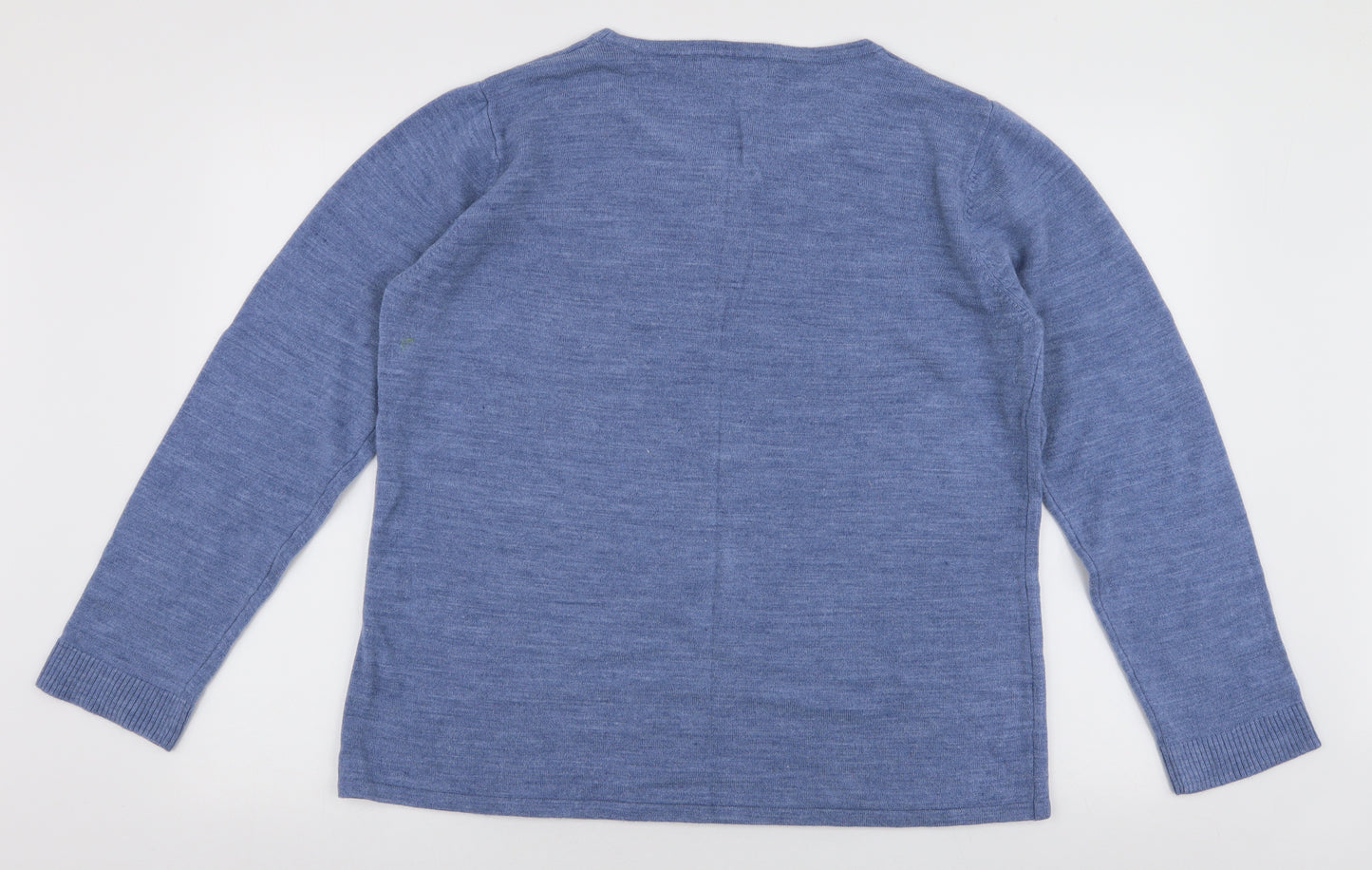 Classic Womens Blue Round Neck  Acrylic Pullover Jumper Size 20