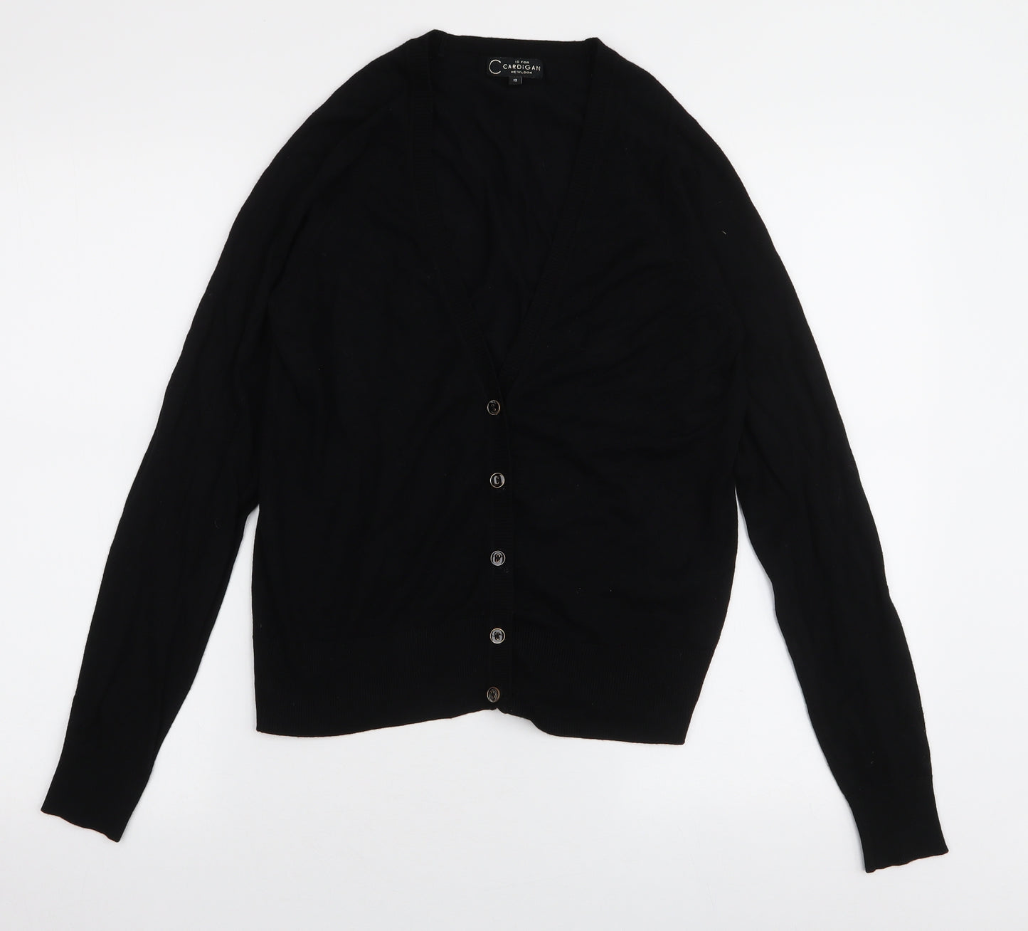 New Look  Womens Black V-Neck  Viscose Cardigan Jumper Size 12