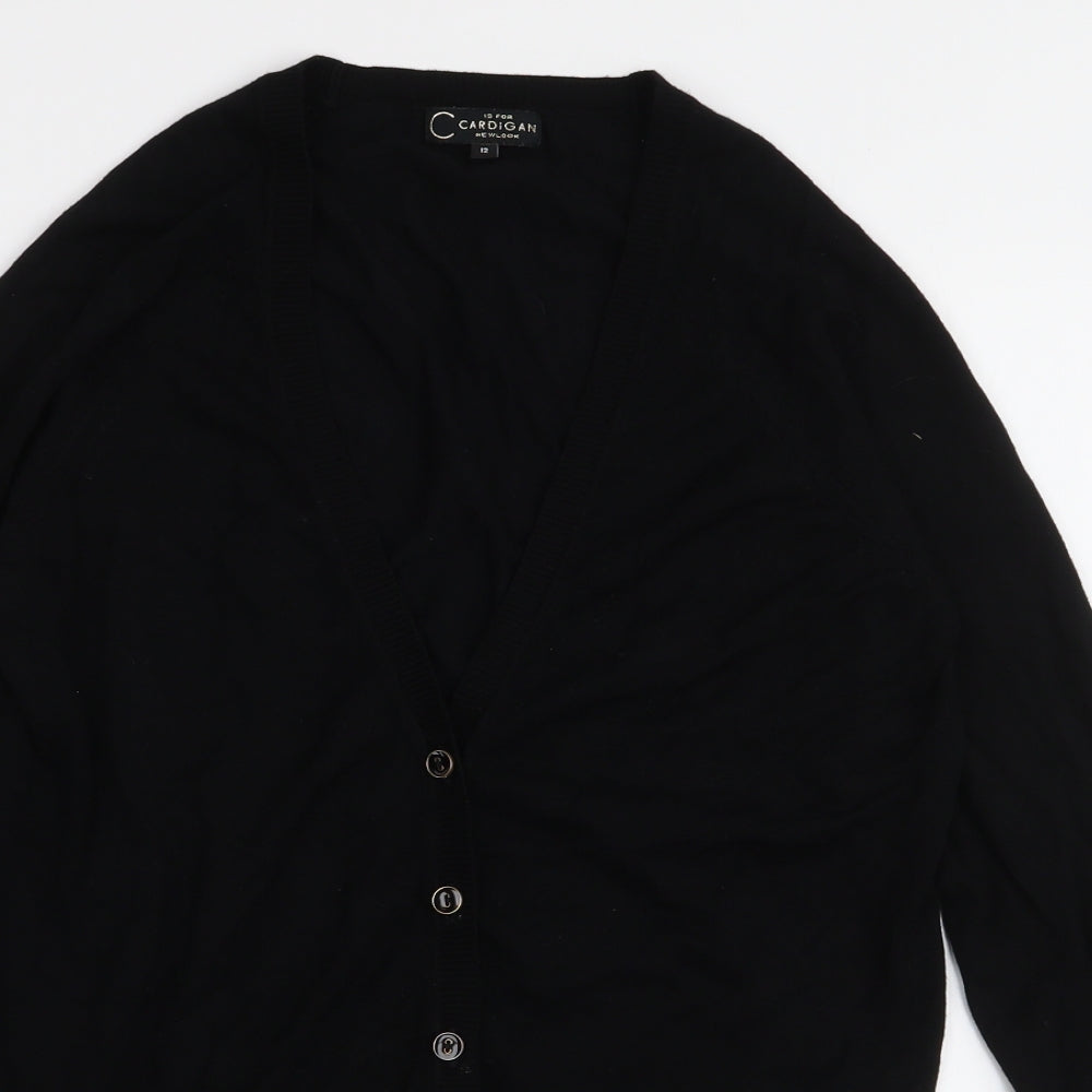 New Look  Womens Black V-Neck  Viscose Cardigan Jumper Size 12