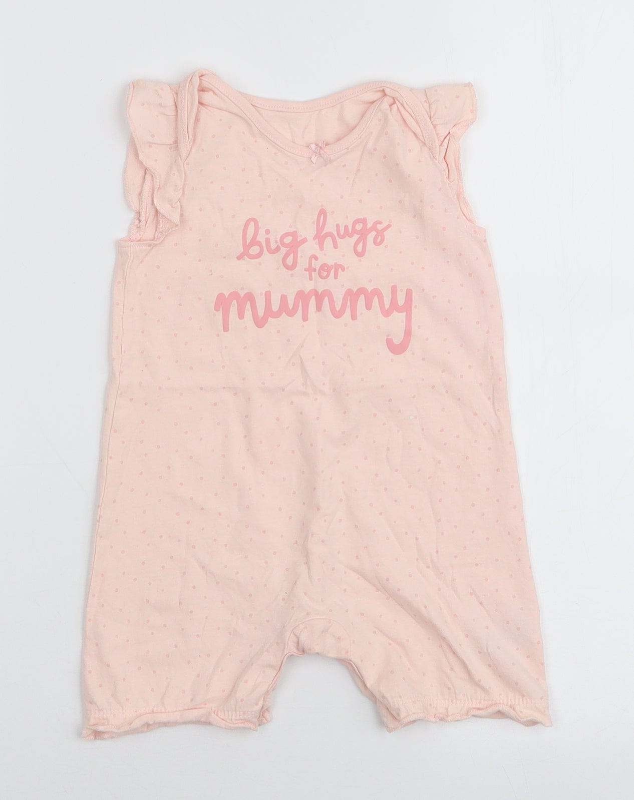 George Girls Pink Polka Dot 100% Cotton Romper One-Piece Size 12-18 Months  Snap - Big hugs for mummy