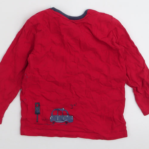 George Boys Red  100% Cotton Jersey T-Shirt Size 9-12 Months Round Neck Snap - Bus