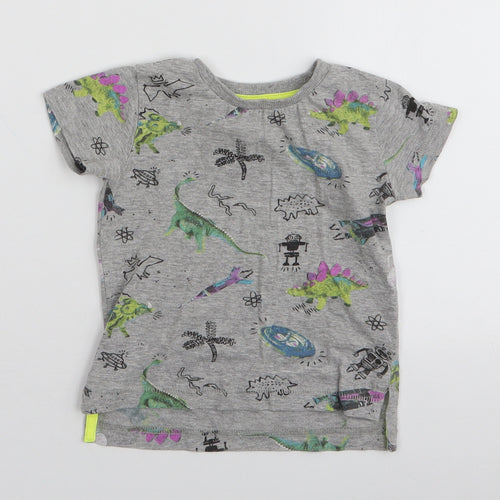 NEXT Boys Grey  Cotton Jersey T-Shirt Size 3-6 Months Round Neck Pullover - Dinosaur