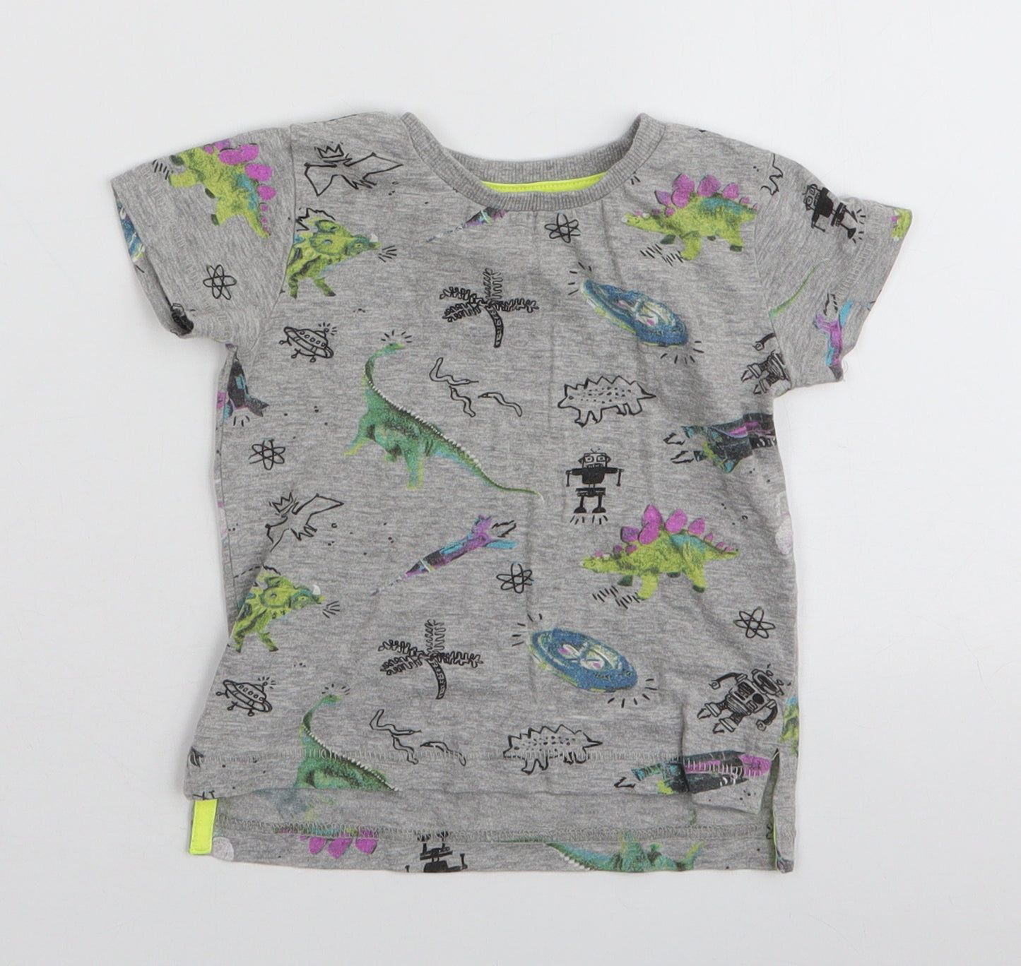 NEXT Boys Grey  Cotton Jersey T-Shirt Size 3-6 Months Round Neck Pullover - Dinosaur