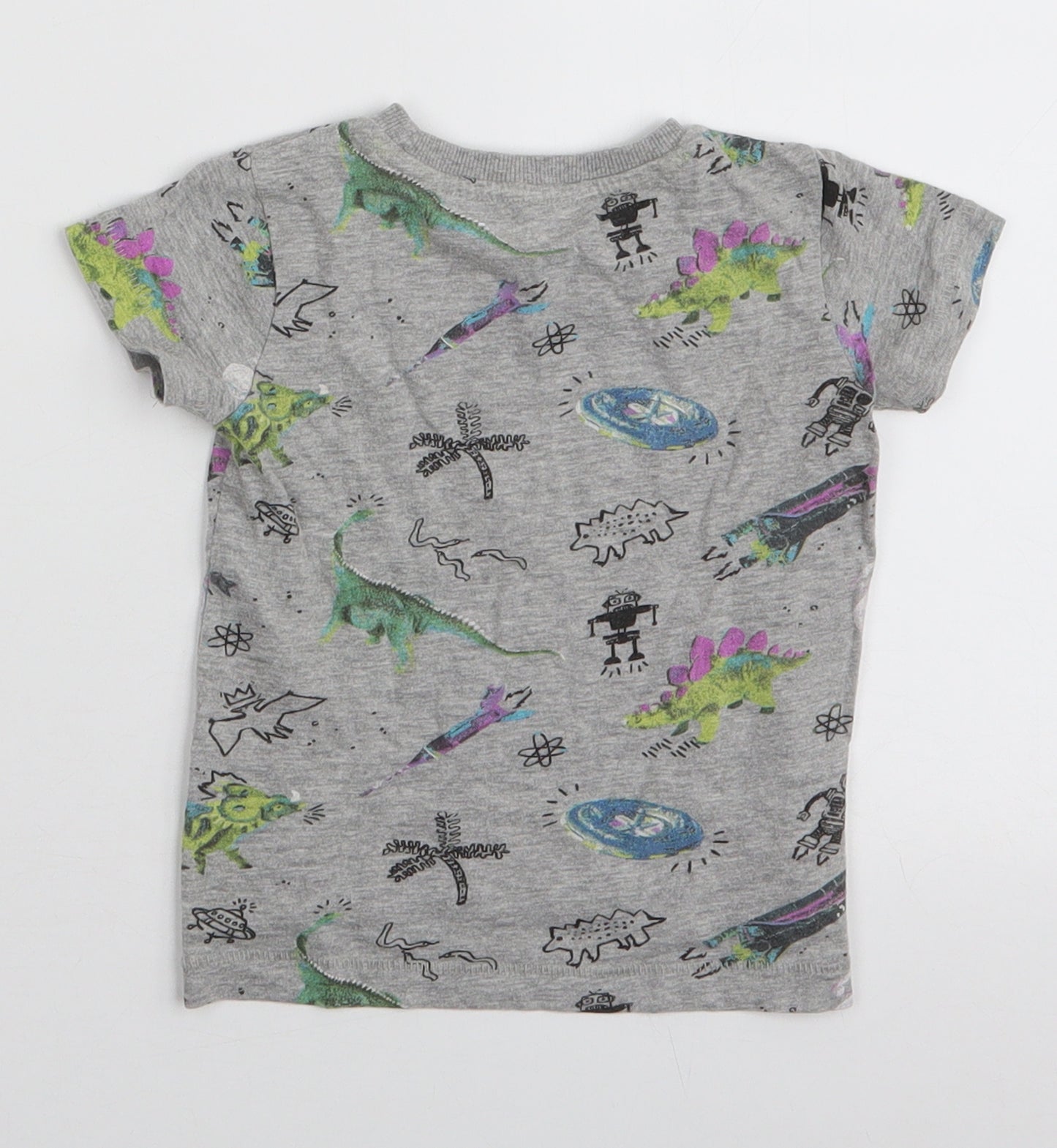 NEXT Boys Grey  Cotton Jersey T-Shirt Size 3-6 Months Round Neck Pullover - Dinosaur