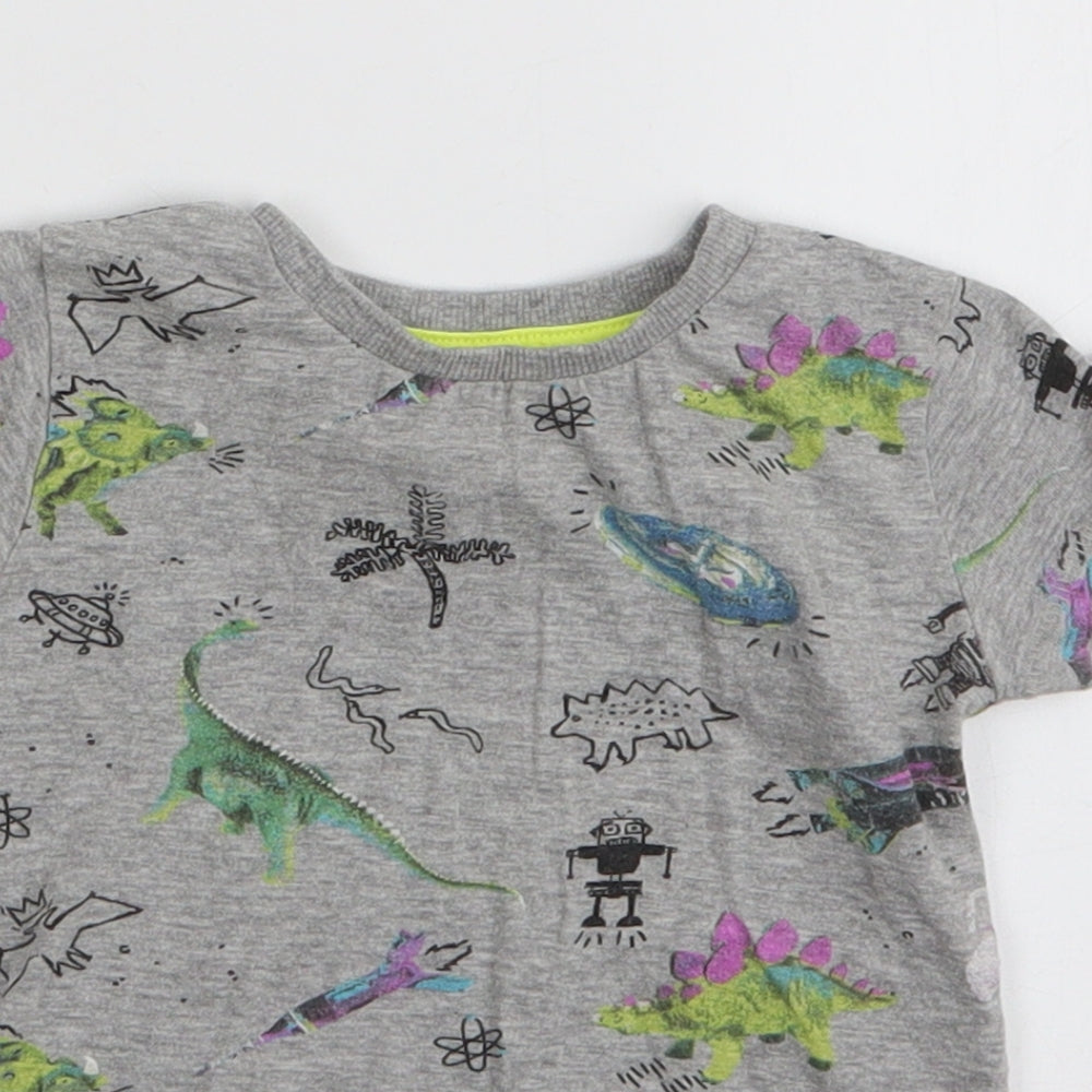 NEXT Boys Grey  Cotton Jersey T-Shirt Size 3-6 Months Round Neck Pullover - Dinosaur
