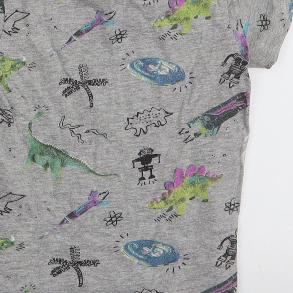 NEXT Boys Grey  Cotton Jersey T-Shirt Size 3-6 Months Round Neck Pullover - Dinosaur