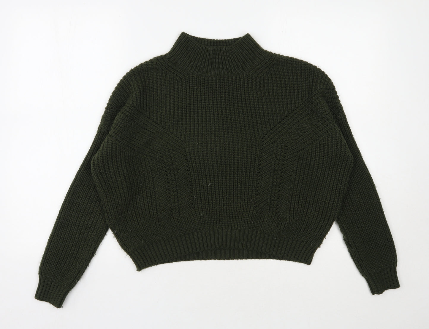 Topshop Womens Green High Neck  Acrylic Pullover Jumper Size 8