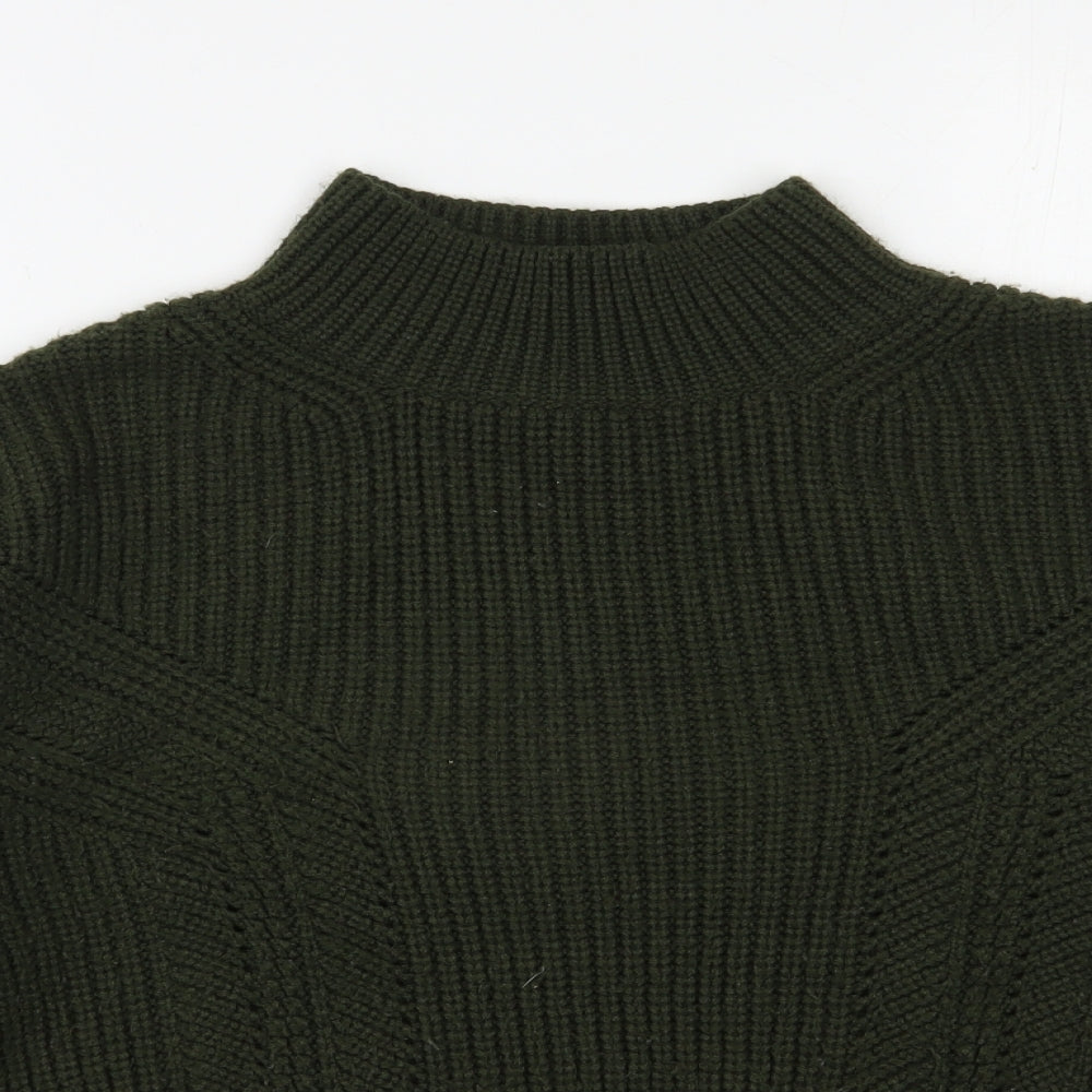 Topshop Womens Green High Neck  Acrylic Pullover Jumper Size 8