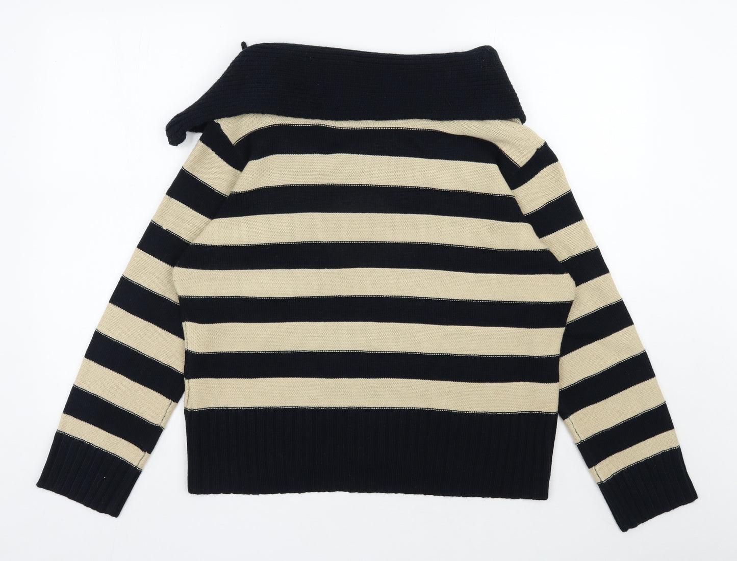 Alex & Co. Womens Blue Roll Neck Striped Acrylic Pullover Jumper Size 20