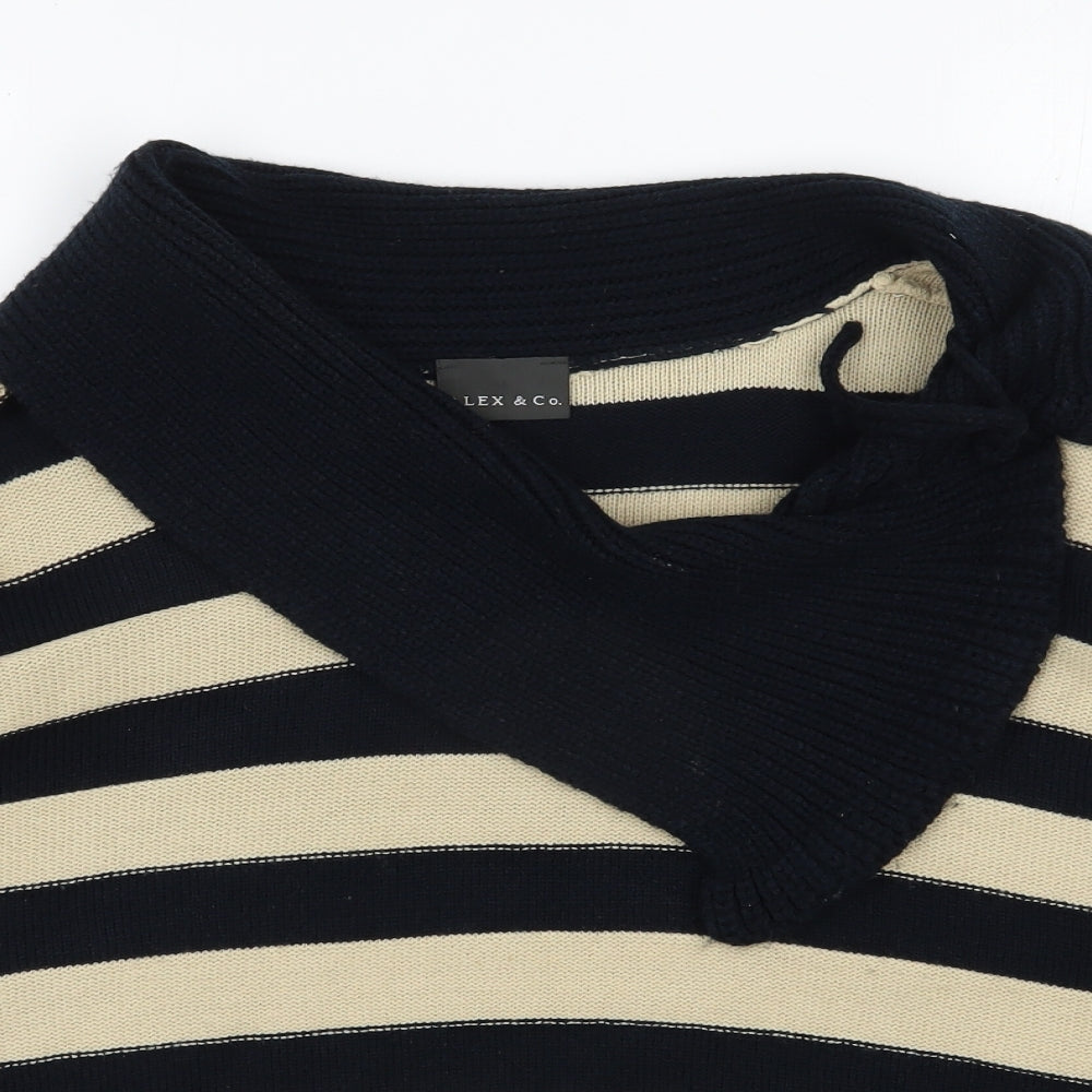 Alex & Co. Womens Blue Roll Neck Striped Acrylic Pullover Jumper Size 20