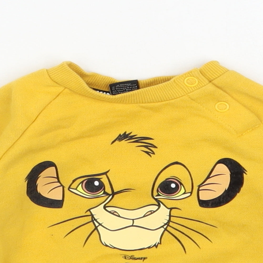 Primark Baby Yellow  Cotton Pullover Casual Size 3-6 Months Round Neck Pullover - Disney, The Lion King