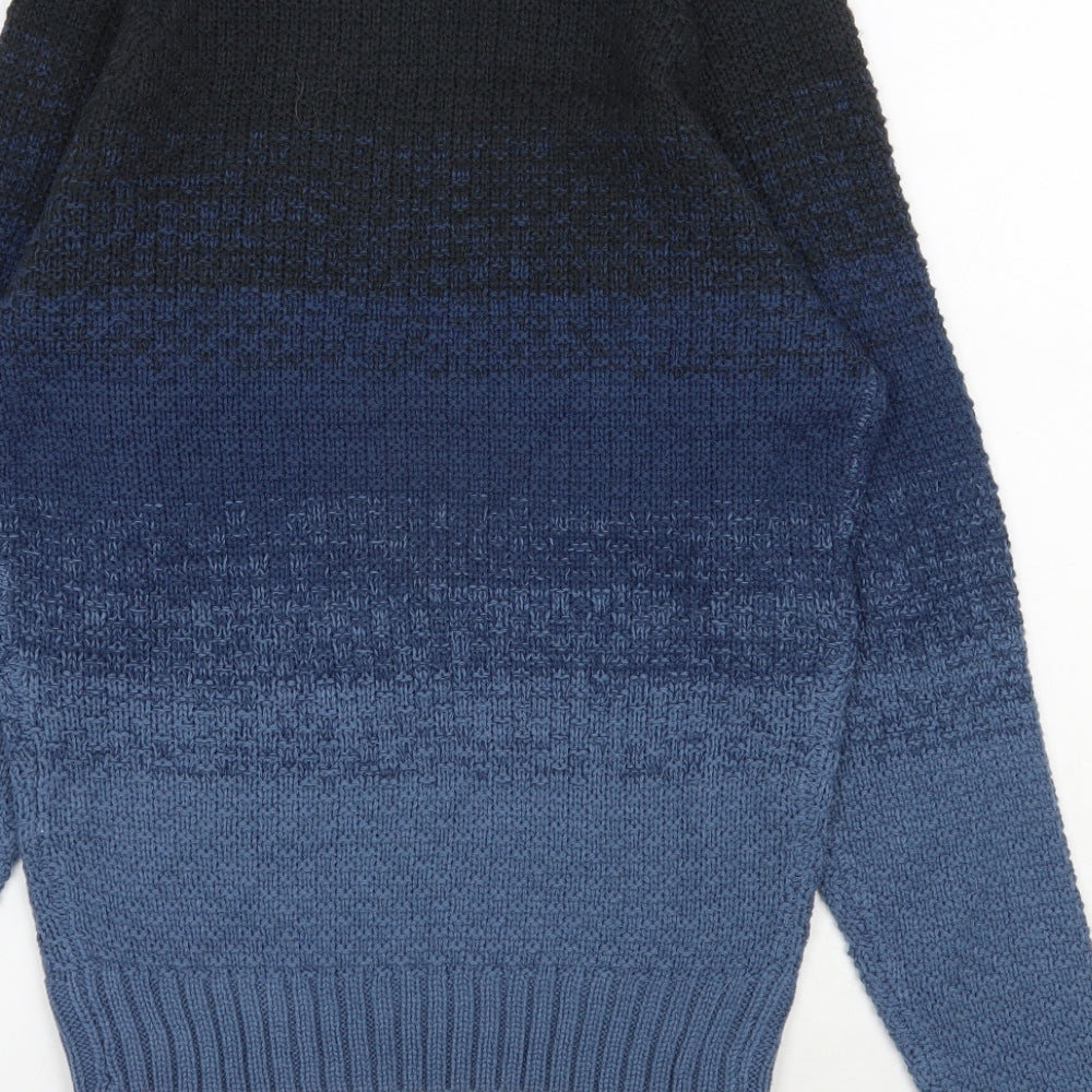 Crosshatch Mens Blue Round Neck  Acrylic Pullover Jumper Size S