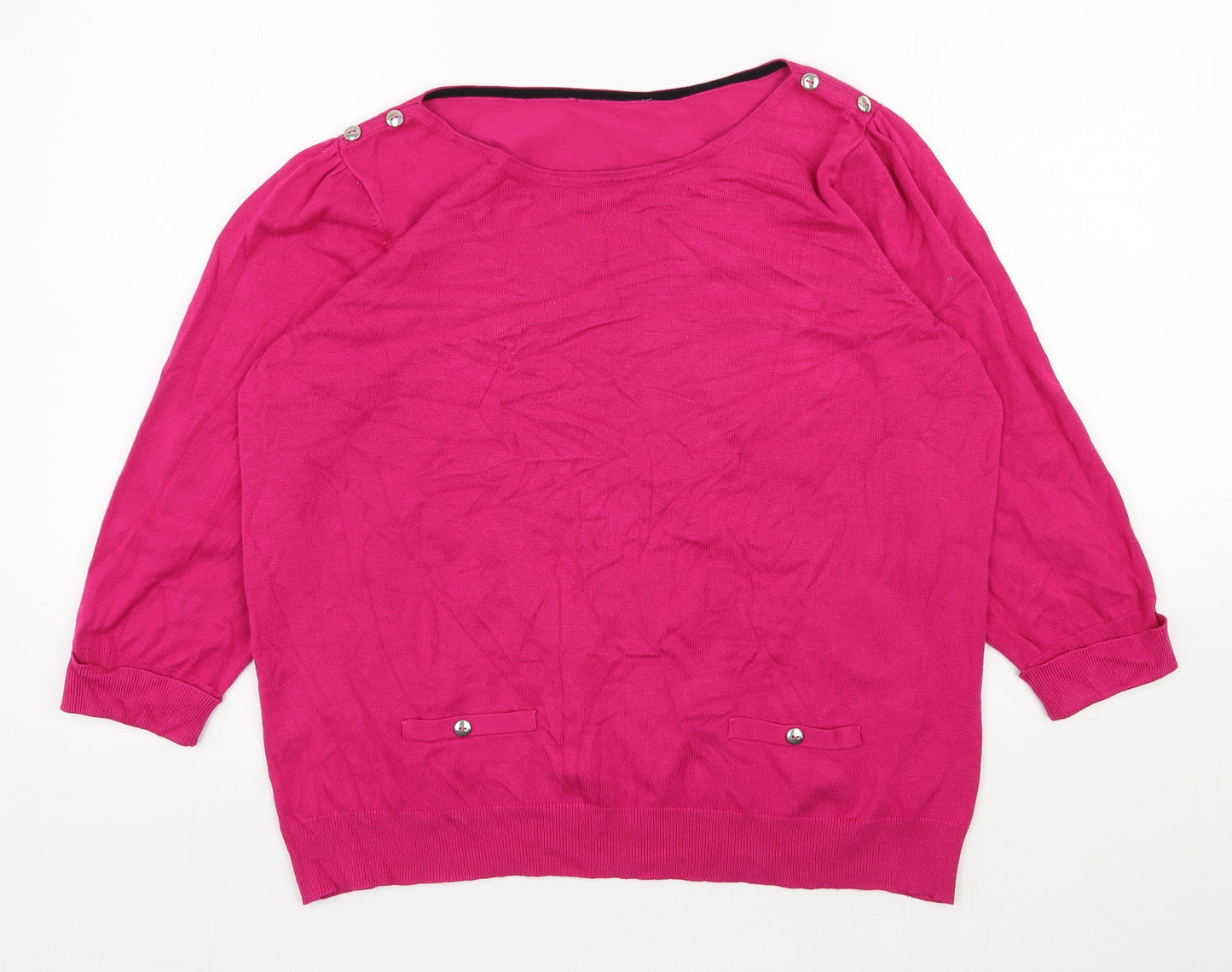BHS Womens Pink Round Neck  Viscose Pullover Jumper Size 22
