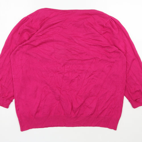 BHS Womens Pink Round Neck  Viscose Pullover Jumper Size 22