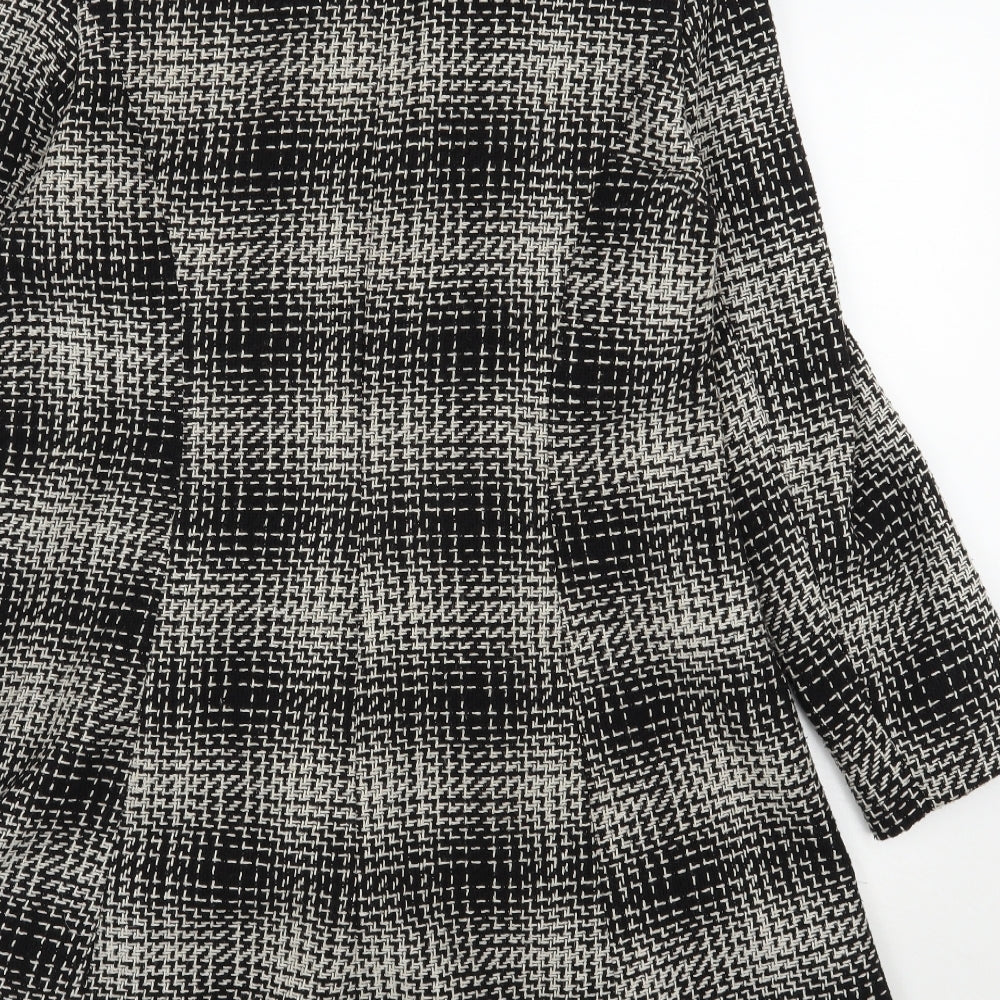 Soon Womens Black Geometric  Pea Coat Coat Size 16  Button